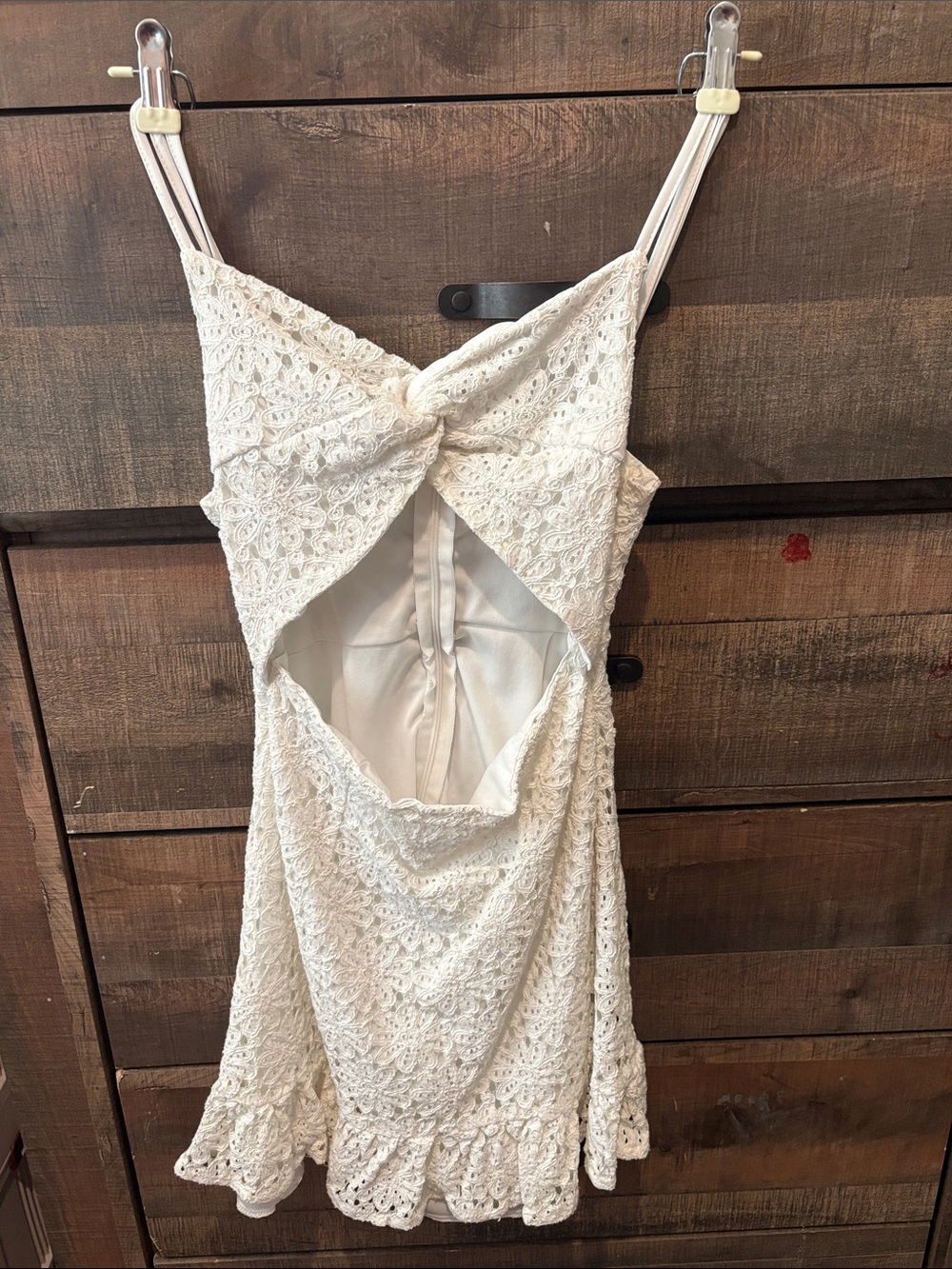 White Lace Cutout Mini Dress